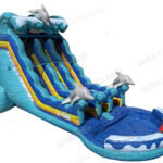19 FT 2 Lane Dolphins Wave Water Slide (Wet and Dry )