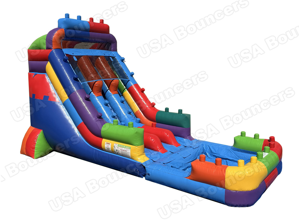 18DLBB_water_slide-for-saleus_01 17 FT Dual Lane Brick Blaster Wet and Dry Water Slide - Image 1